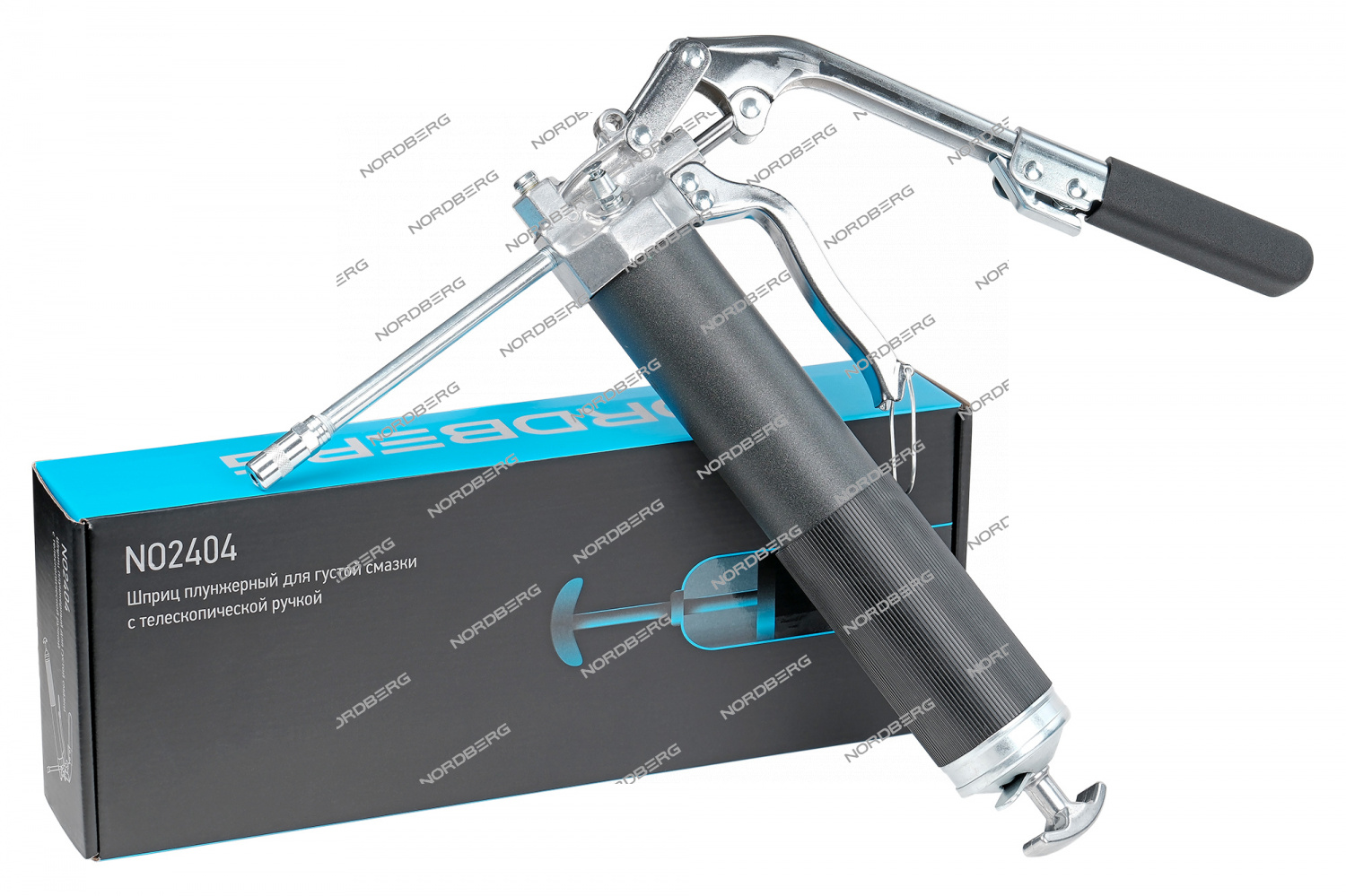 Шприц плунжерный для густой смазки, с телескопической ручкой, 400мл NORDBERG NO2404