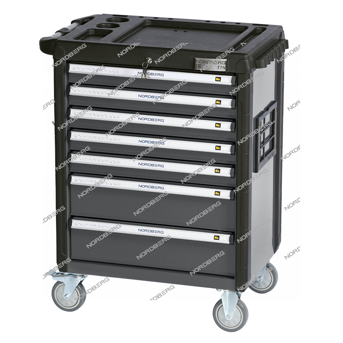 Тележка инструментальная, 7 выдвижных ящиков, серая NORDBERG T7N(G)