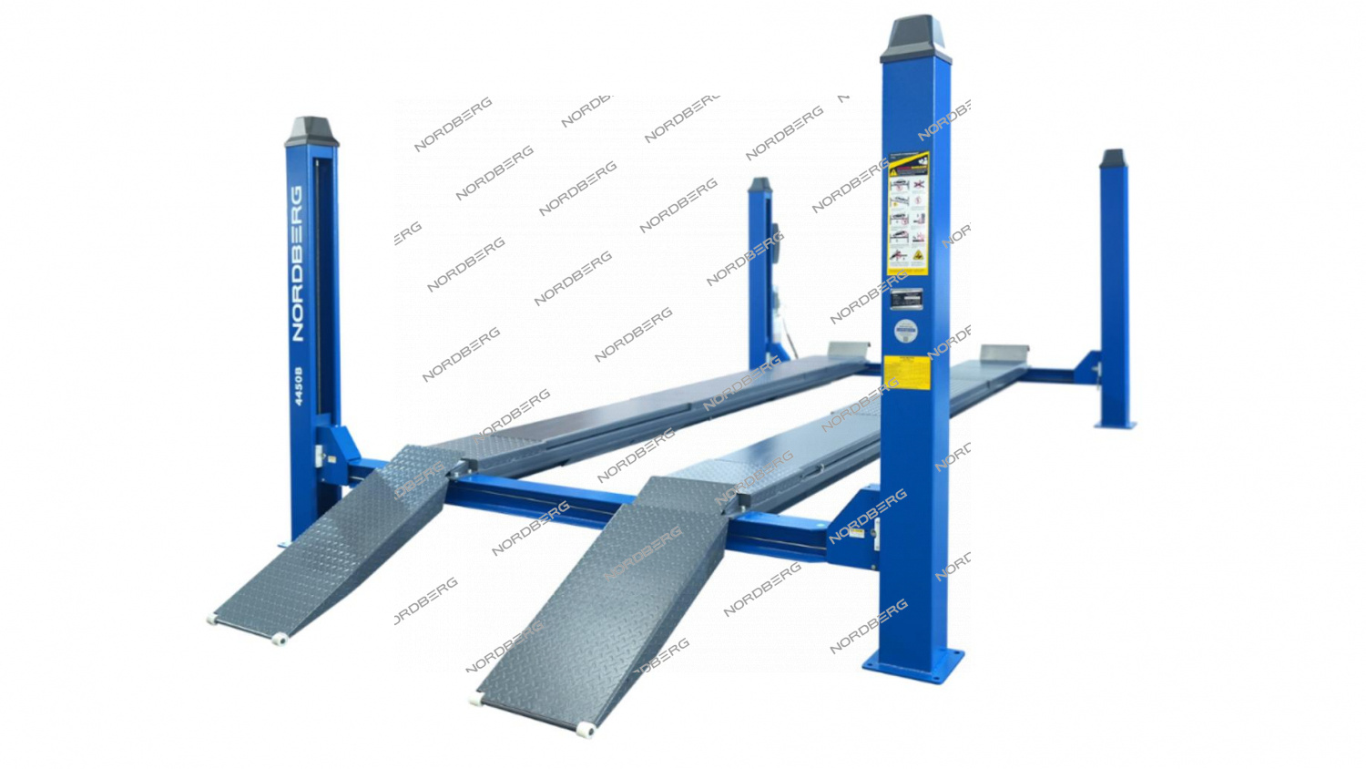 Подъемник четырехстоечный 5 т, без траверсы, для сход-развала, механическое снятие, синий NORDBERG 4450_MB