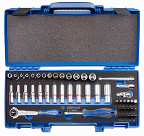 Набор торцевых головок с принадлежностями 1/4"", шестигранные, 4-14 мм, 48 предметов