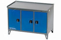 Верстак слесарный трехтумбовый, 3 синие створки