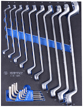 KING TONY Набор накидных ключей и TORX L-образных, ложемент, 19 предметов
