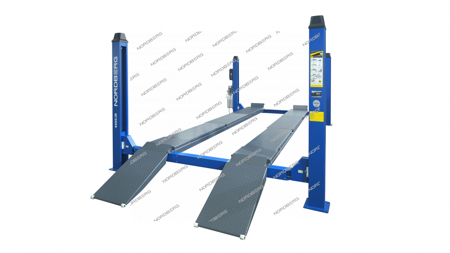 Подъемник четырехстоечный 5 т, без траверсы, для сход-развала, электростопоры, синий NORDBERG 4450J_EB