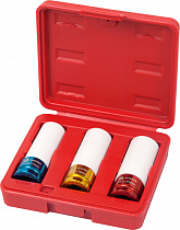 Набор ударных глубоких шестигранных головок 1/2" 17, 19, 21 мм, пластиковое покрытие, кейс, 3 предмета