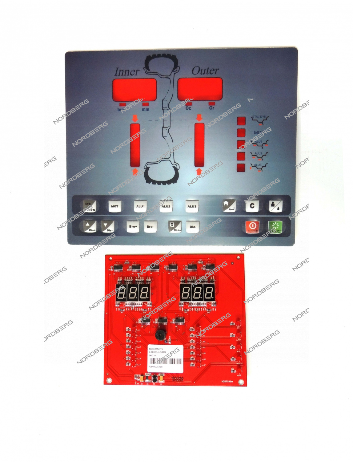 Дисплей с клавиатурой всборе для 4524C NORDBERG B-01-1210002+B-01-1210003