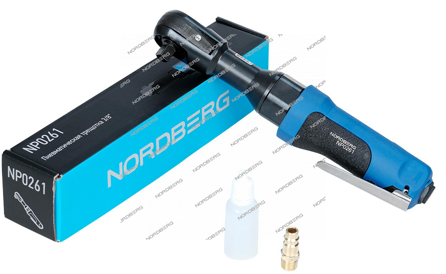Пневмогайковерт угловой (пневмотрещотка) 3/8", 88 Нм NORDBERG NP0261
