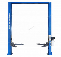 Подъемник двухстоечный 4 т, верхняя синхронизация, H=3,6 м, 380 В, синий