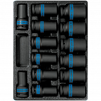 Набор ударных глубоких торцевых головок 3/4"", ложемент, 14 предметов