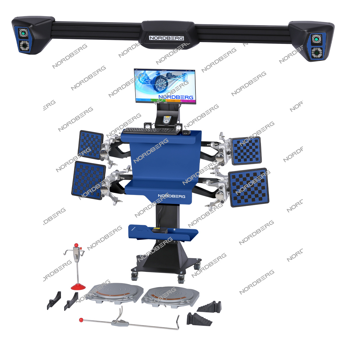 Стенд сход-развал 3D четырехкамерный настенный, синий NORDBERG C804-C (5005)