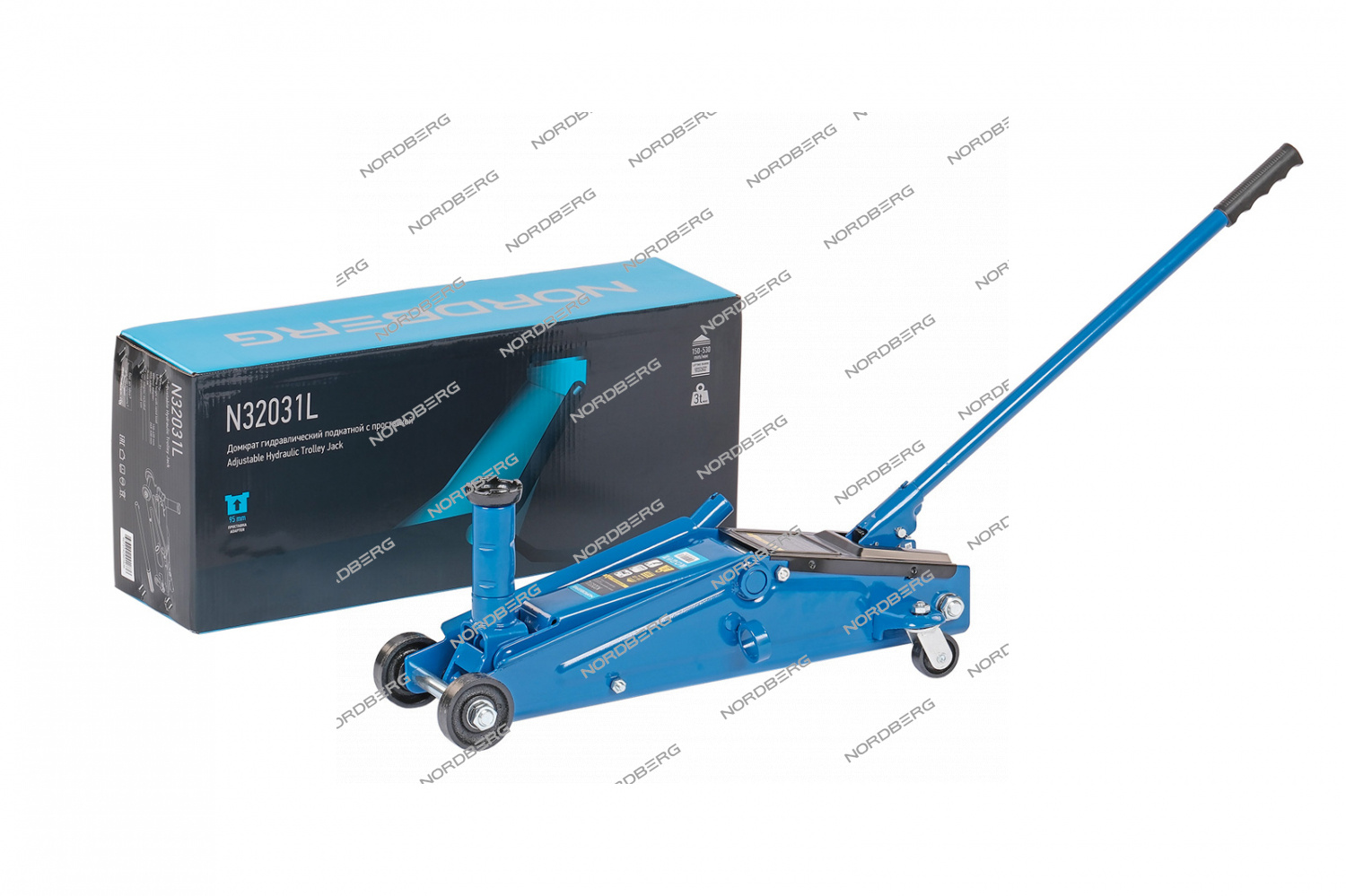 Домкрат подкатной для автолюбителя с проставкой, 3 т  NORDBERG N32031L