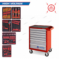 Набор инструментов "HIGH VOLTAGE" в красной тележке, 117 предметов