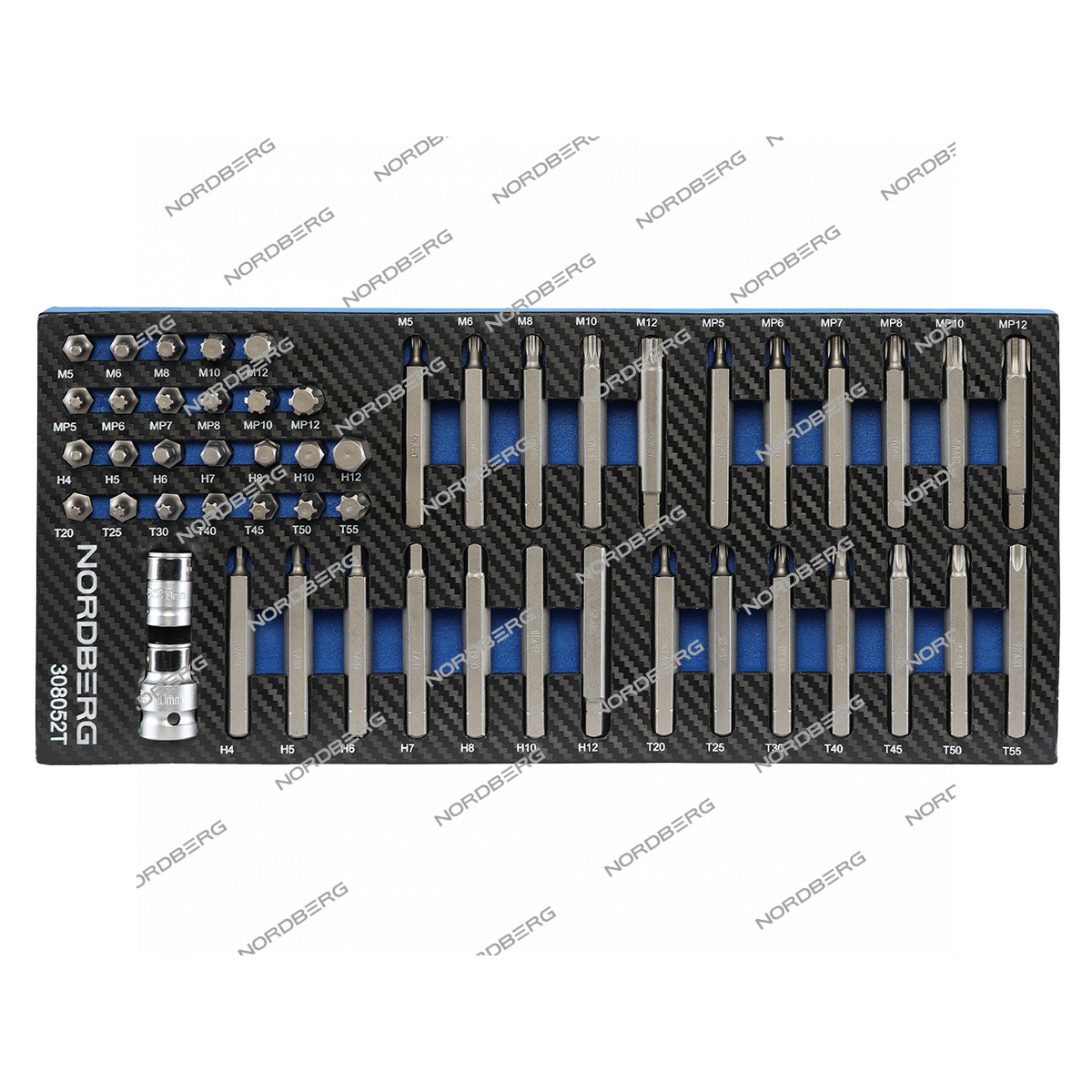 Набор бит в ложементе, 52 предмета NORDBERG 308052T