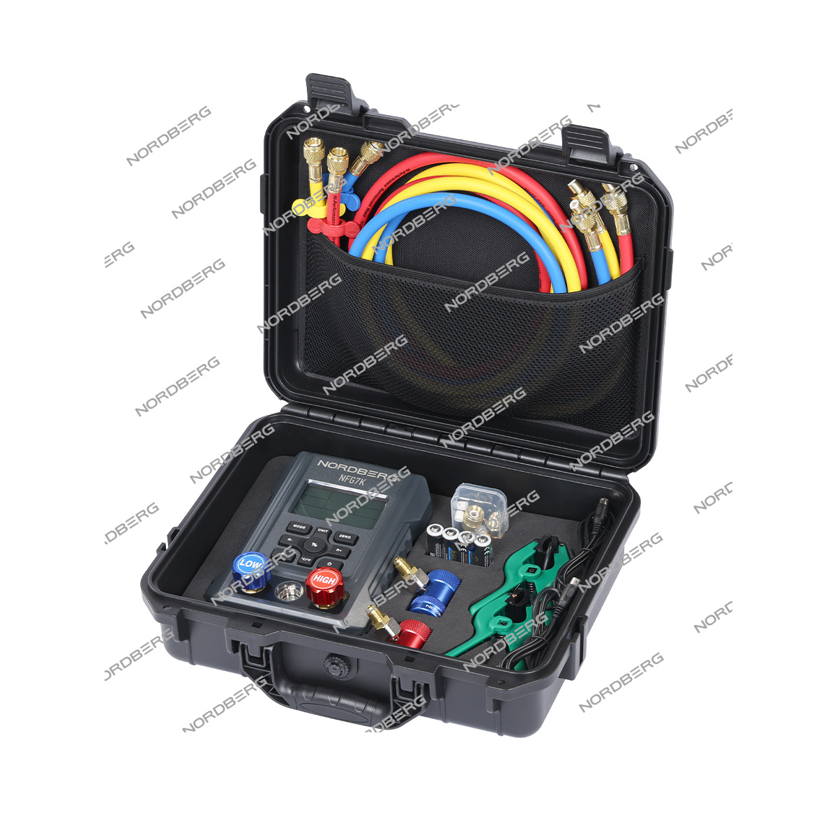 Коллектор манометрический электронный со шлангами и муфтами в кейсе NORDBERG NFG7K