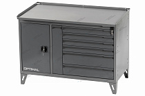Верстак слесарный двухтумбовый, 7 серых ящиков