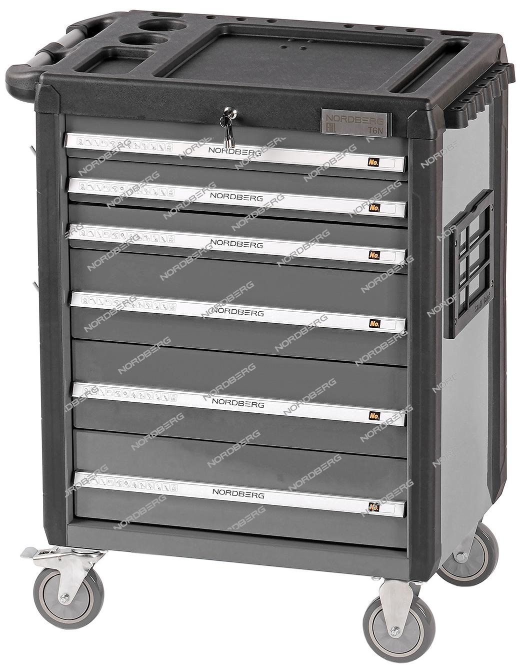 Тележка инструментальная, 6 выдвижных ящиков, серая NORDBERG T6N(G)