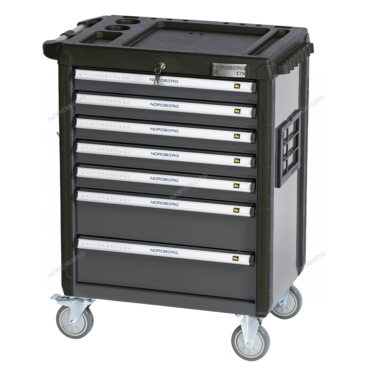 Тележка инструментальная, 7 выдвижных ящиков, серая