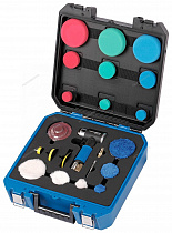 Пневмошлифмашинка угловая орбитальная, эксцентрик, в комплекте с насадками, диам. 25, 50, 75 мм 