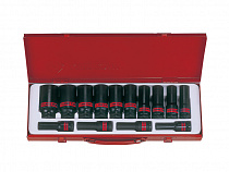 Набор ударных глубоких торцевых головок 1/2 шестигранные, 15 предметов