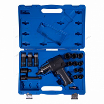 Гайковерт пневматический ударный 1/2"", 881 Нм, с комплектом головок, 17 предметов