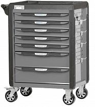 Тележка инструментальная, 7 выдвижных ящиков, с системой защиты от опрокидывания, серая