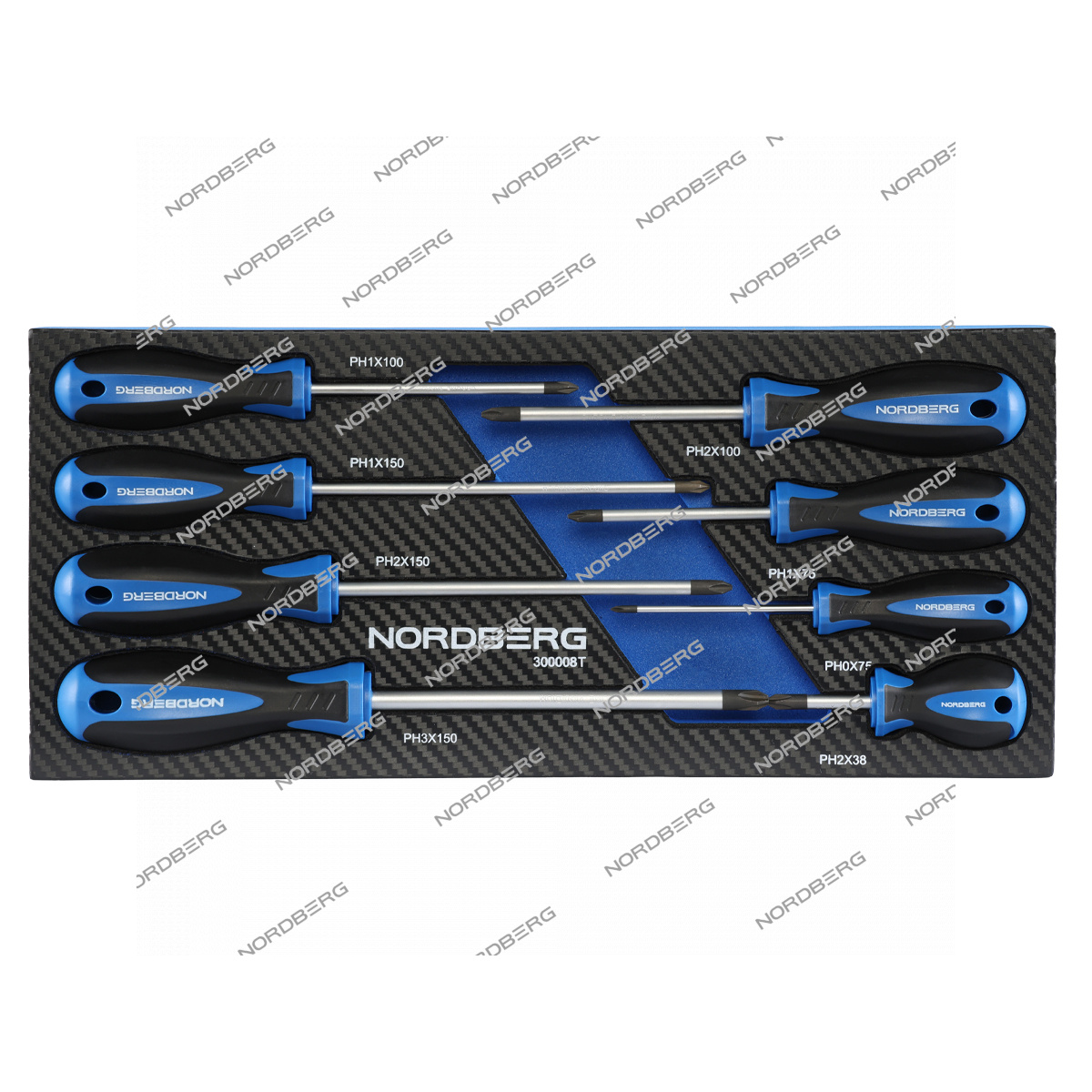 Набор отверток крестовых в ложементе, 8 предметов NORDBERG 300008T