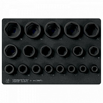 Набор ударных торцевых головок 1/2"", шестигранные, 10-36 мм, ложемент, 19 предметов