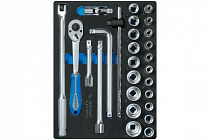 Набор торцевых головок 1/2"" с принадлежностями, ложемент, 27 предметов