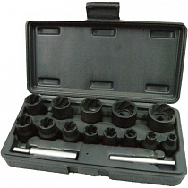 Набор торцевых головок для поврежденных гаек и болтов, 8-21 мм 15 предметов 