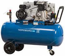 Компрессор поршневой с ременным приводом, объем 100 л 