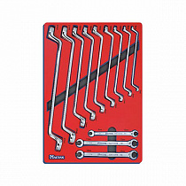 Набор накидных и разрезных ключей, зеркальная полировка, ложемент, 12 предметов 