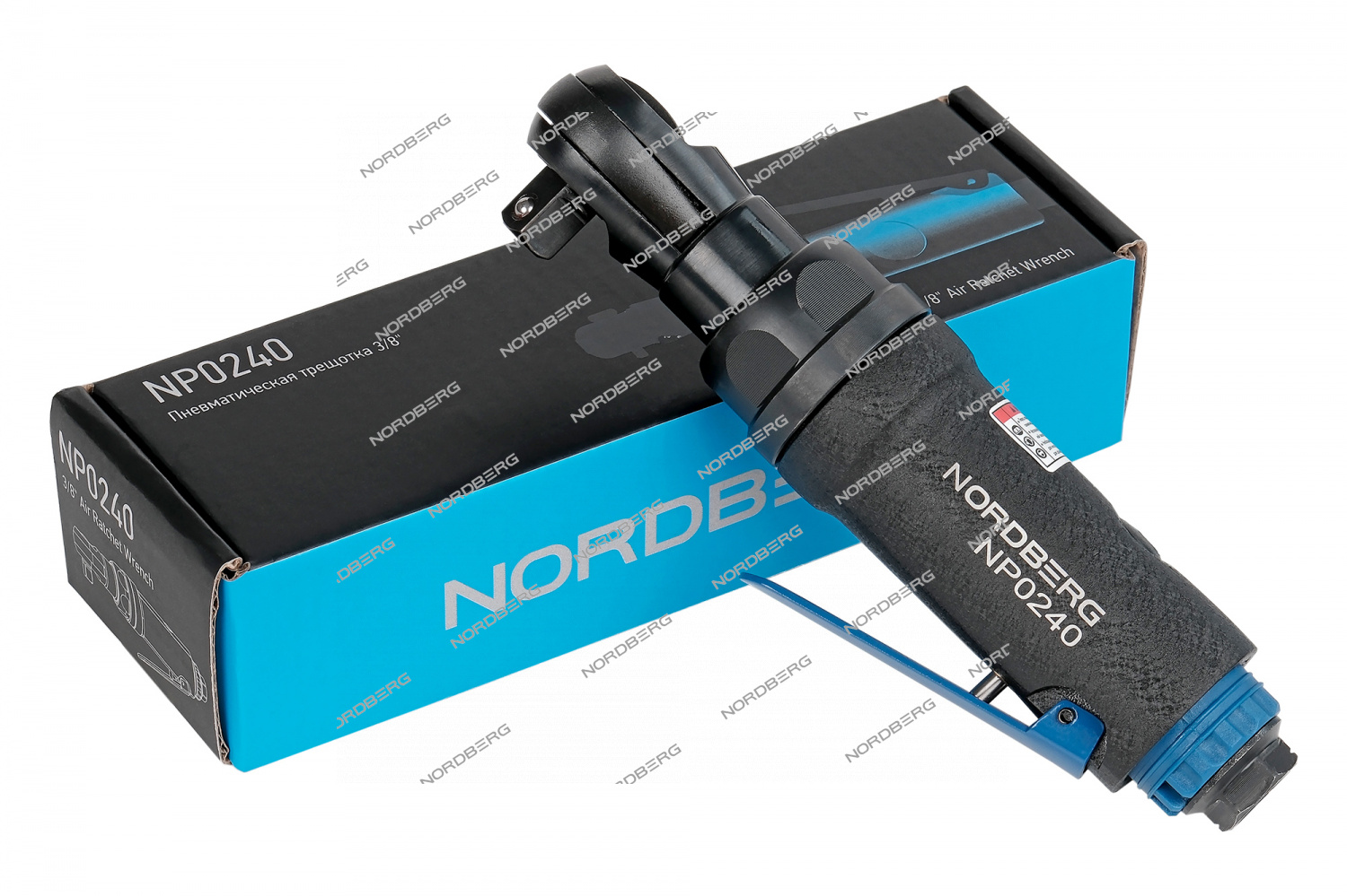 Пневмогайковерт угловой (пневмотрещотка) 3/8", 50 Нм NORDBERG NP0240