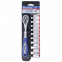 Набор торцевых головок с трещоткой 1/4", 4-13 мм, 11 предметов 